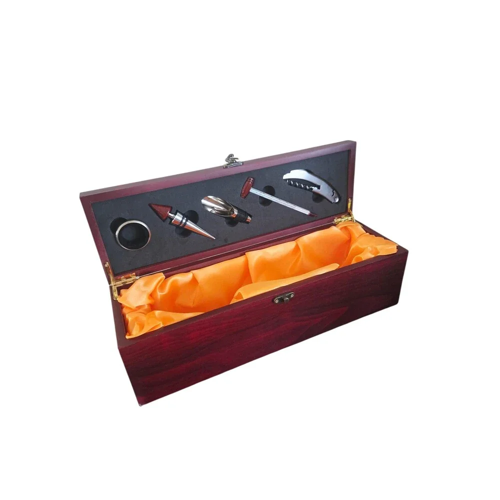 Luxury Wooden Wine Accessory Gift Box - 6 Piece Sommelier Set